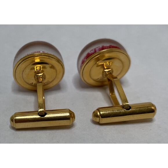Charles Murat Millefiori Glass Cufflinks Red White Gold Plated x Saint-Louis Col - Picture 8 of 14